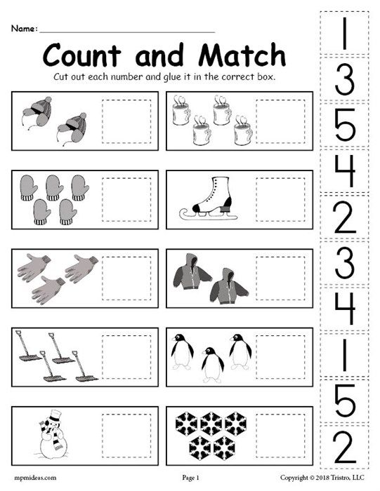Free Printable Winter Counting And Matching Cut And Paste