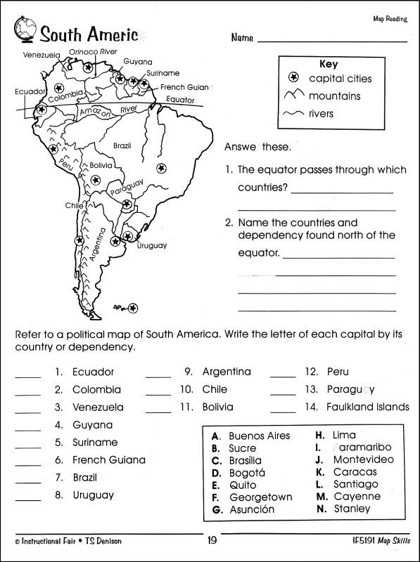 Image Result For South America Worksheets For Middle School