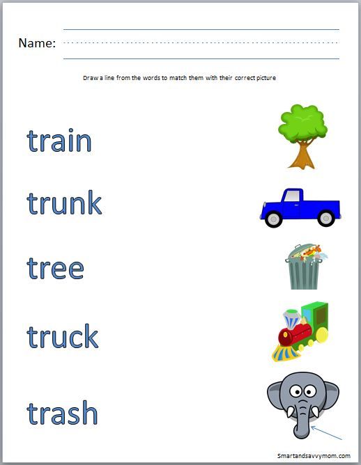 Tr Consonant Blend Phonics Worksheet Match The Words With The