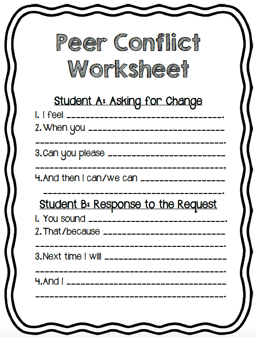 Peer Mediation Conflict Worksheet! Simple Tool For Students To