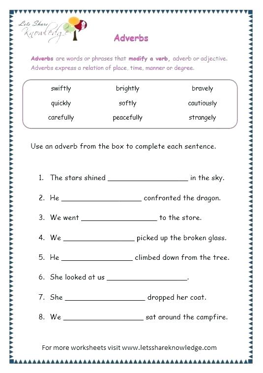 Adverbs Worksheet Identifying Adverbs Worksheet Grade Worksheets
