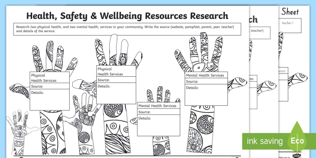 Health, Safety And Wellbeing Research Worksheet