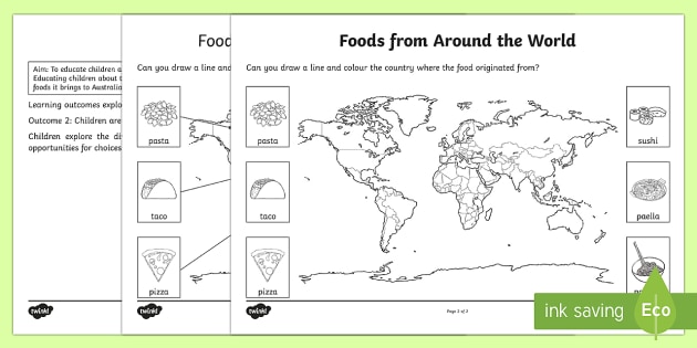 Foods From Around The World Worksheet   Worksheet