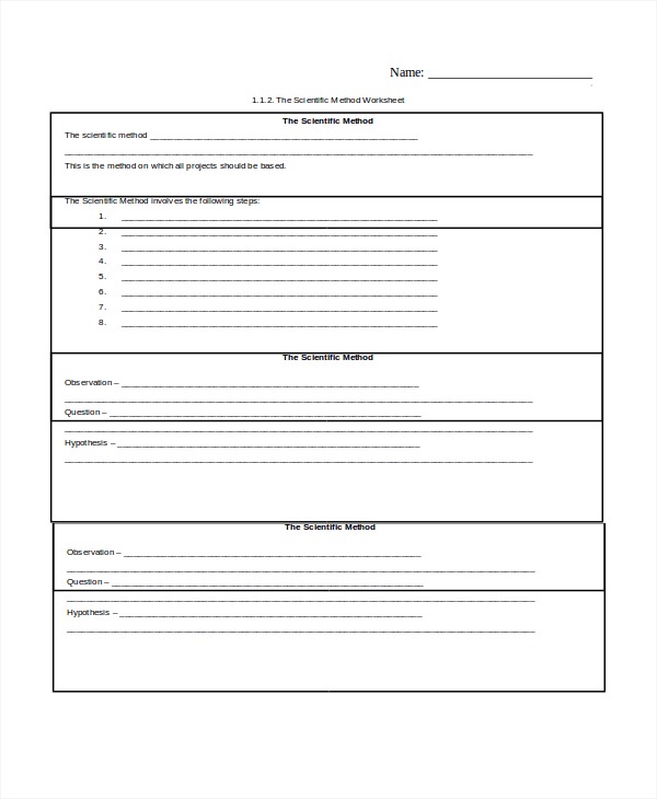 Scientific Method Worksheet Pdf