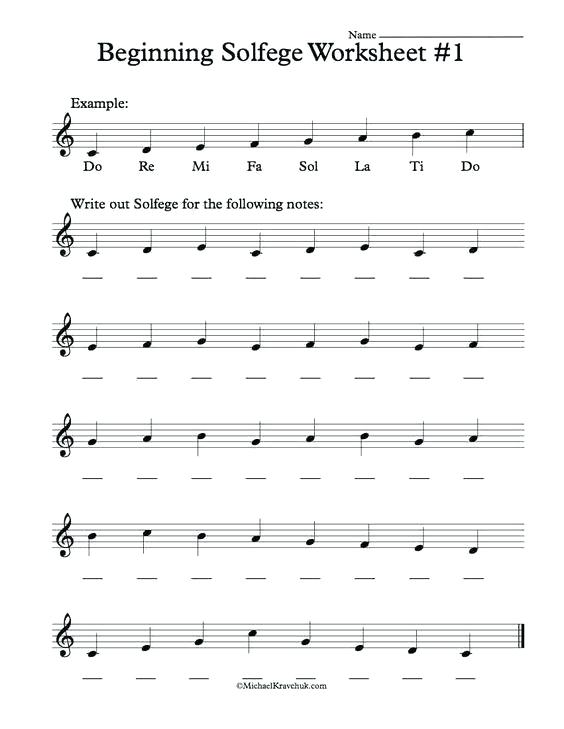 Music Solfege Worksheets