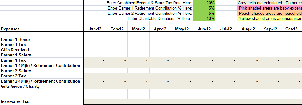 Monthly Living Expenses Worksheet