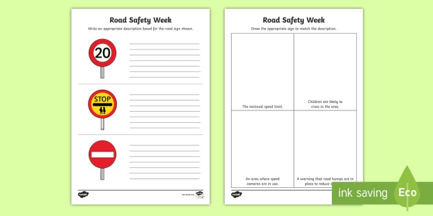 Cfe (second) Road Safety Week Identifying Road Signs Worksheet