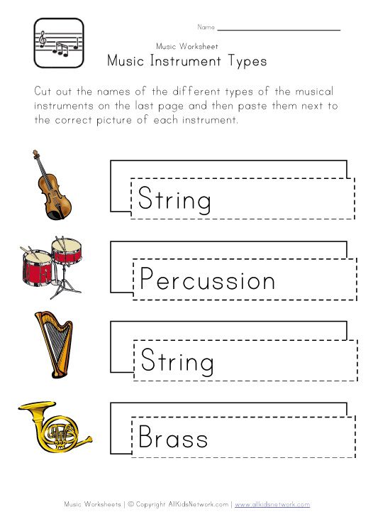 Musical Instrument Worksheetsthis Would Tie In With A Couple