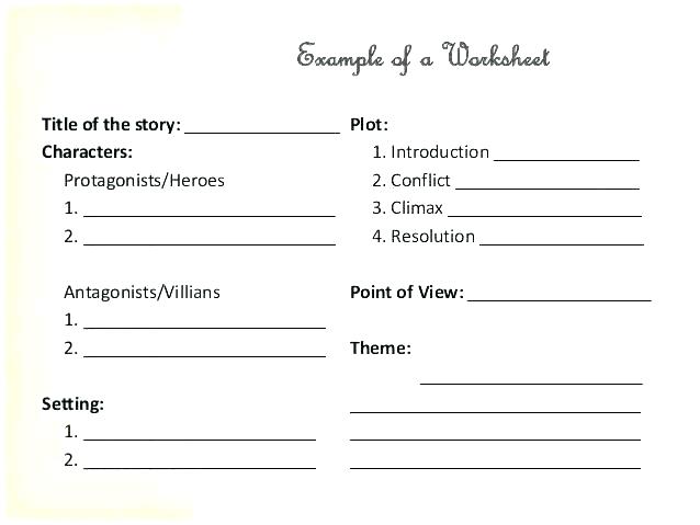 Character Setting And Plot Worksheets Protagonist Antagonist