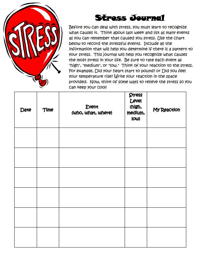 Ontspecialneeds On Twitter   Stress Management Worksheet For
