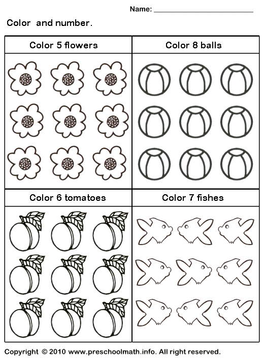 Counting And Coloring Worksheets For Kindergarten
