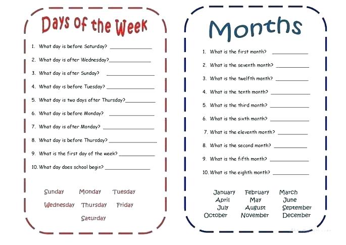 Days Of The Week Worksheets Days Of The Week Worksheets Days Of