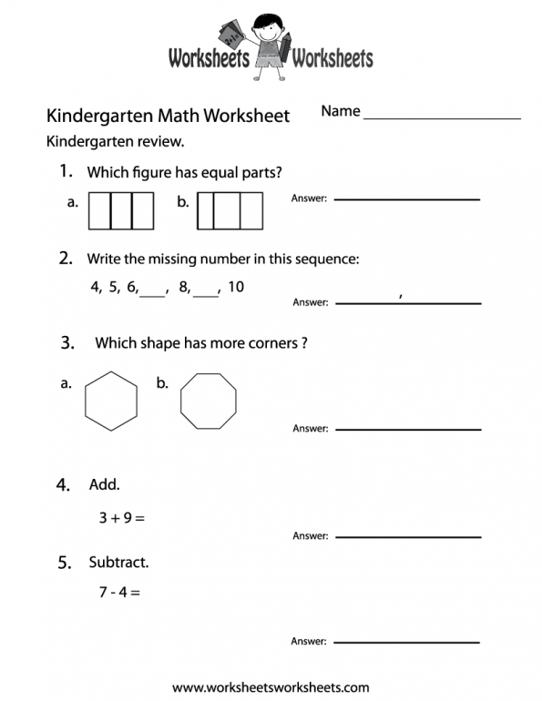 Kindergarten Math Practice Worksheet Free Printable Educational