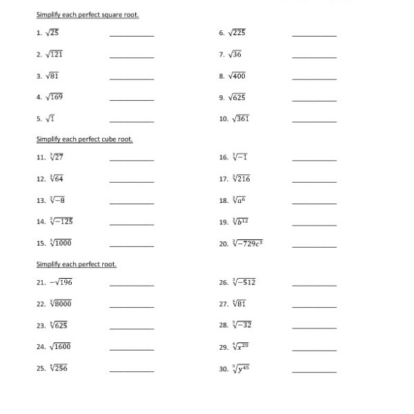 Eighth Grade Perfect Roots Worksheet 05 â One Page Worksheets