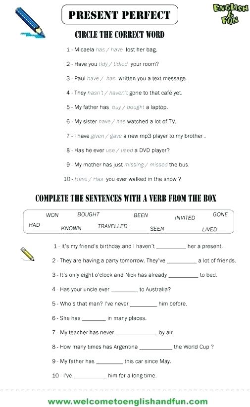 English Grammar Tenses Worksheets Pdf