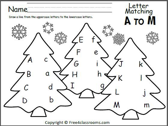 Free Tree Letter Matching A To M  Great Winter And Christmas