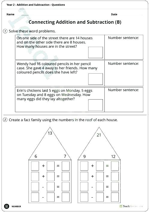 Fact Family Worksheets Grade 2 Math Fact Families Worksheets First
