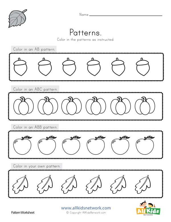 Pattern practice. ALLKIDSNETWORK. Pattern Worksheet. Ab patterns. Pattern Worksheets pre k.