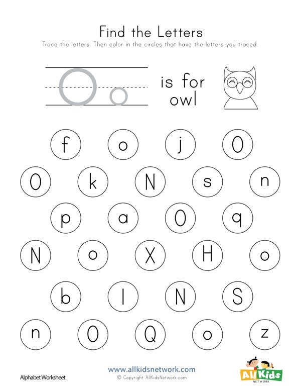 Find The Letter O Worksheet