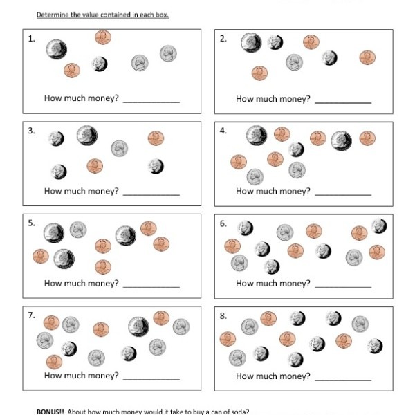 First Grade Counting Money Worksheet 06 â One Page Worksheets