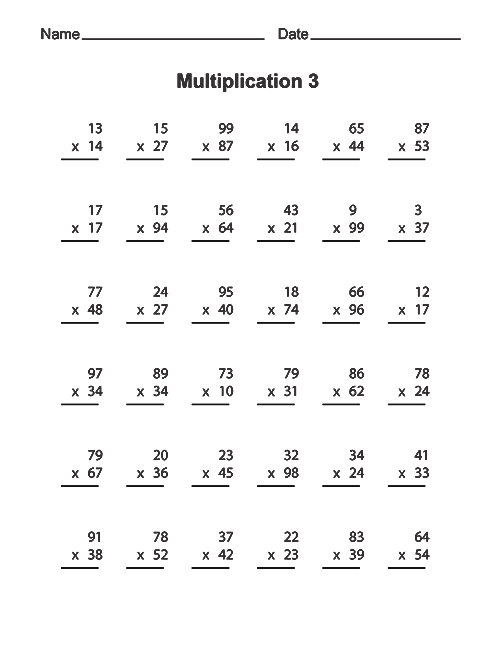 Multi Digit Multiplication Worksheets 2 Times 1 Careless Free
