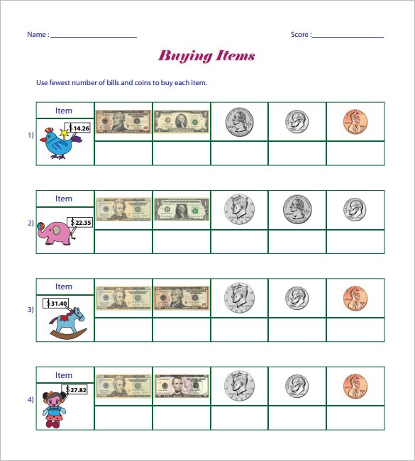 12+ Money Math Worksheet Templates â Free Word, Pdf Documents