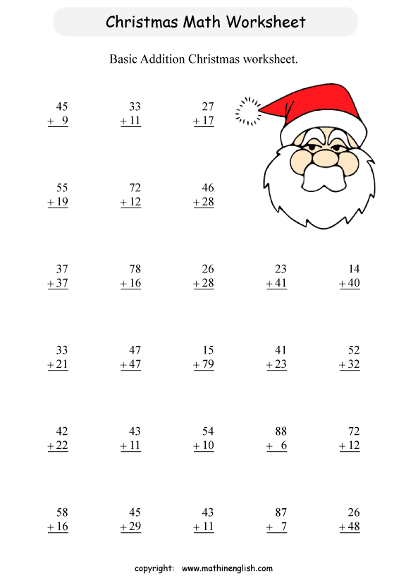 Christmas Kindergarten Math Worksheets
