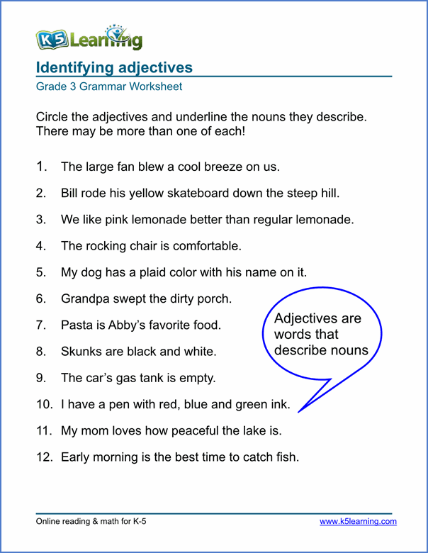 Printables  Third Grade Grammar Worksheets  Lemonlilyfestival