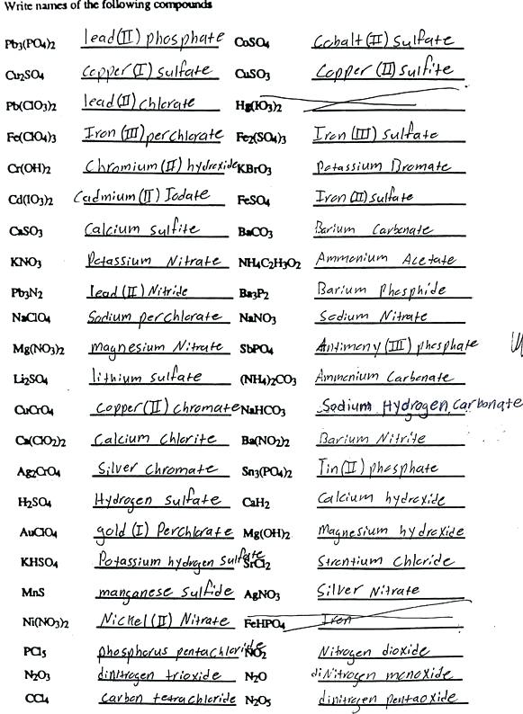 Inorganic Nomenclature Worksheet Answers Practice Nomenclature