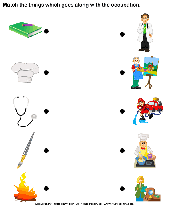 Match Objects With Occupation Worksheet