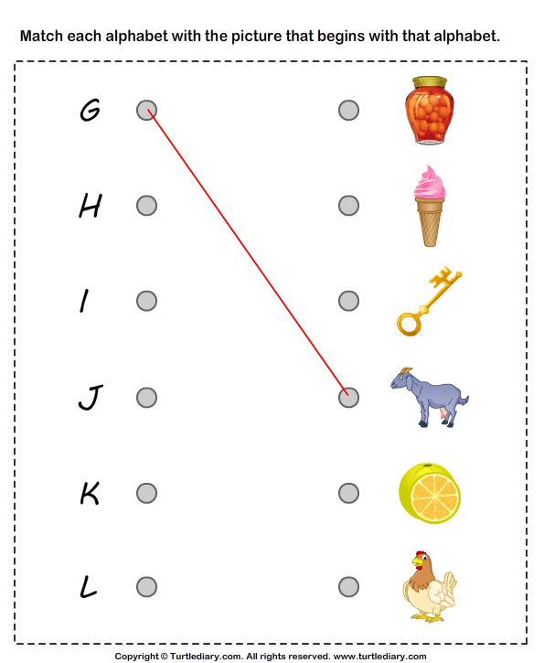 Matching Letters To Pictures G To I Worksheet