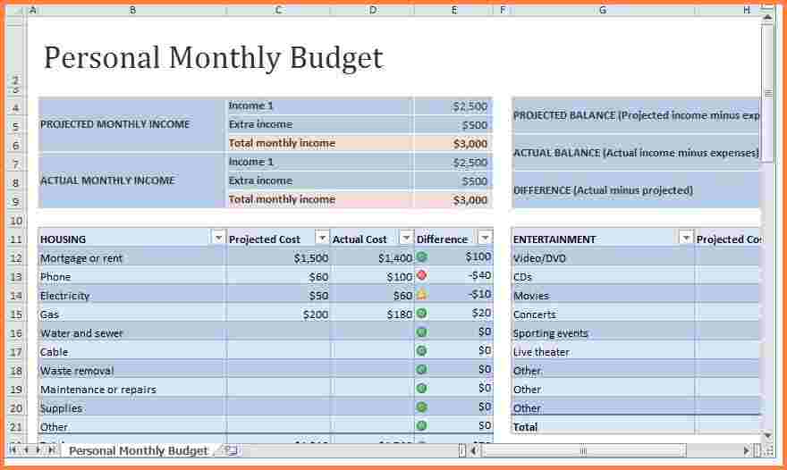 Monthly Expense Worksheet