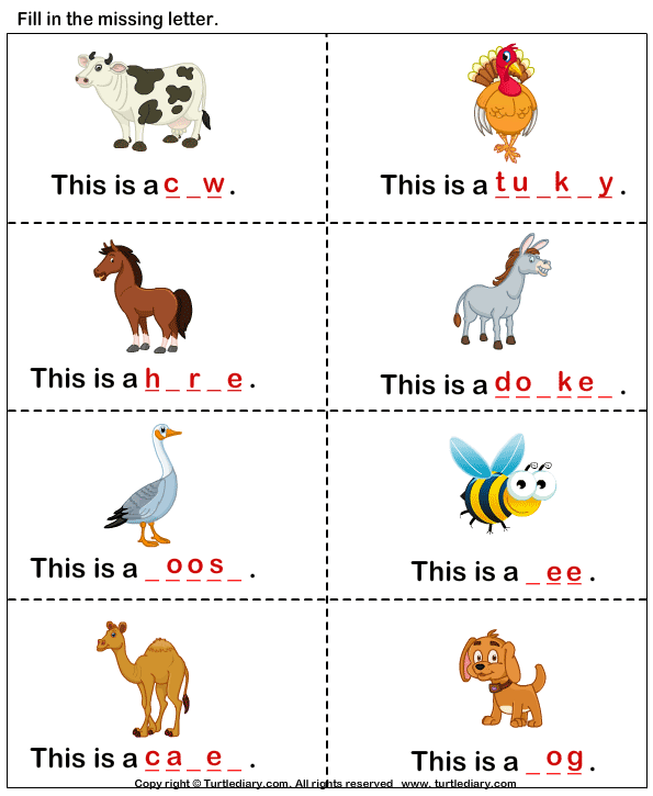 Names Of Farm Animals Worksheet