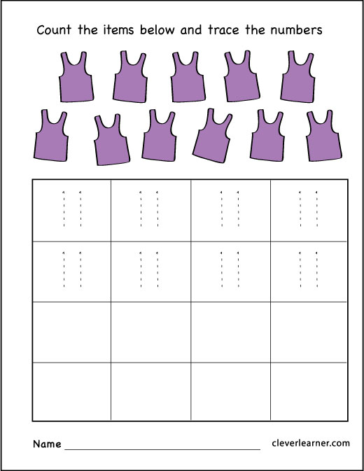 Number Eleven Writing, Counting And Identification Printable