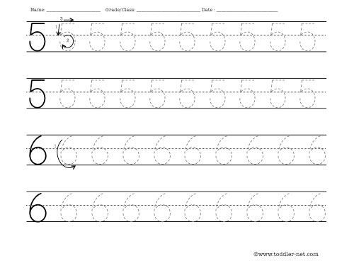 Worksheet For Tracing Numbers 5 And 6
