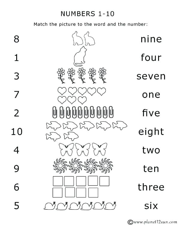 Kindergarten Worksheets Numbers 1 10
