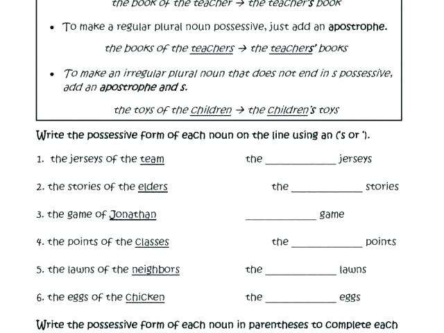 Regular And Irregular Plural Nouns Worksheets Possessive For Grade