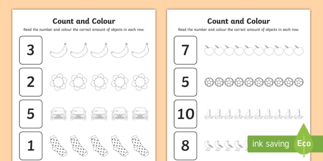 Count And Colour Worksheet   Worksheet