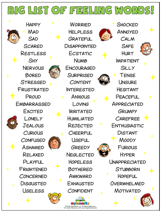 Big List Of Feeling Words!