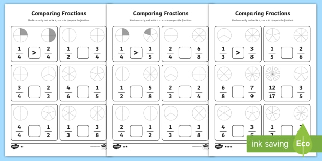 Comparing Fractions Worksheet