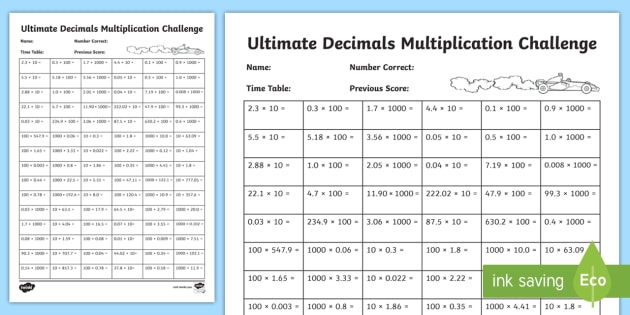 Ultimate Decimals Multiplication Challenge Worksheet