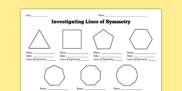 Finding Lines Of Symmetry Worksheet