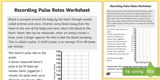 Pulse Rates Worksheet