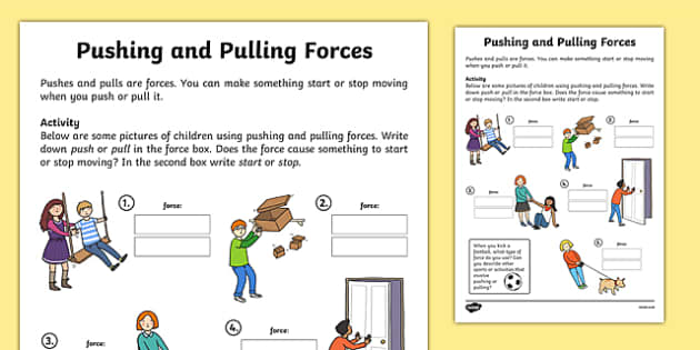 Pushing And Pulling Forces Worksheet
