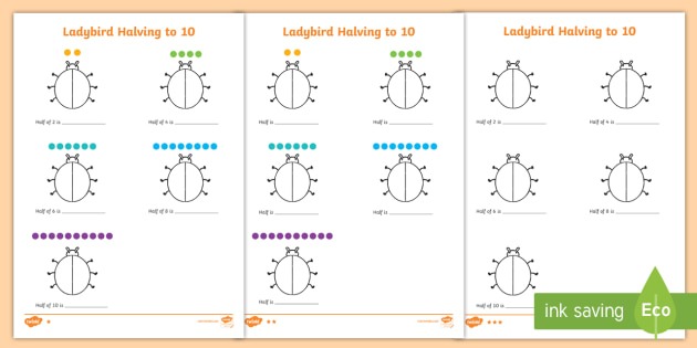Differentiated Halving To 10 Ladybird Worksheet   Worksheet