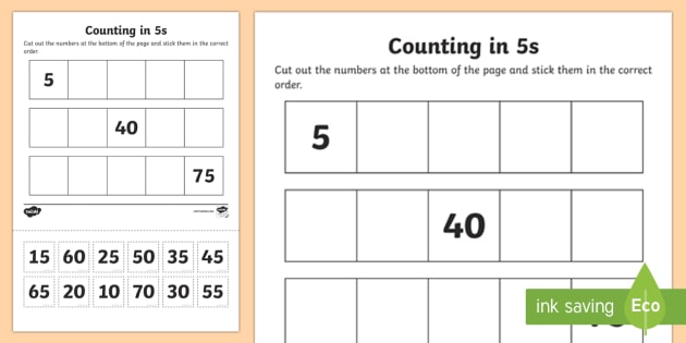 Counting In 5s Cut And Stick Worksheet   Worksheet