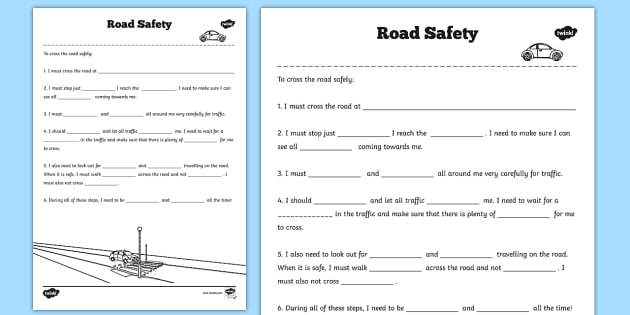 Road Safety Worksheet