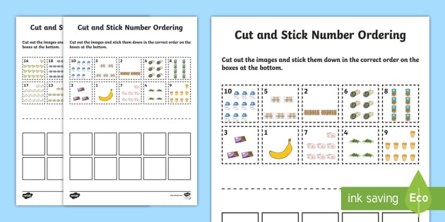 Food Themed Cut And Stick Number Ordering 1