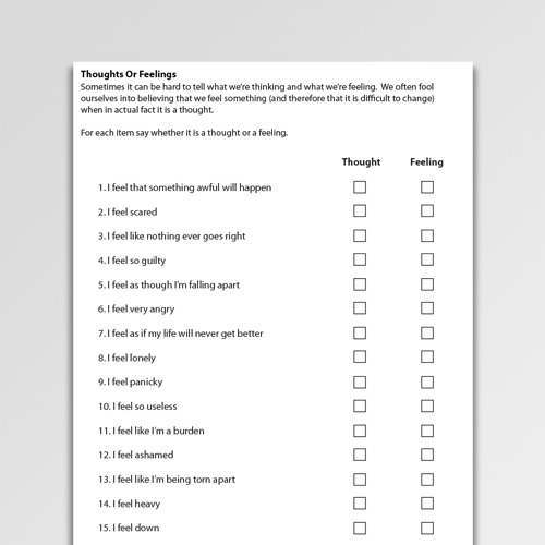 Thoughts Or Feelings Worksheet Pdf