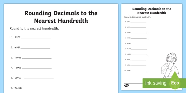 Rounding Decimals To The Nearest Hundredth Worksheet   Worksheet